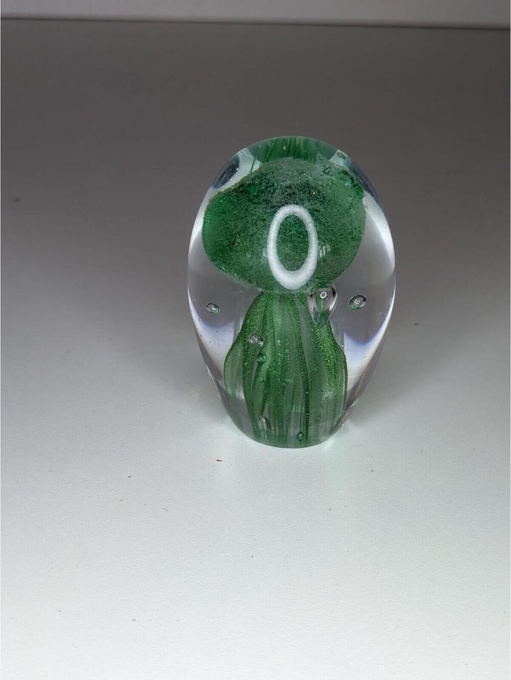 Art Glass Hand Blown Glass Green Jellyfish Paperweight - Picture 2 of 5